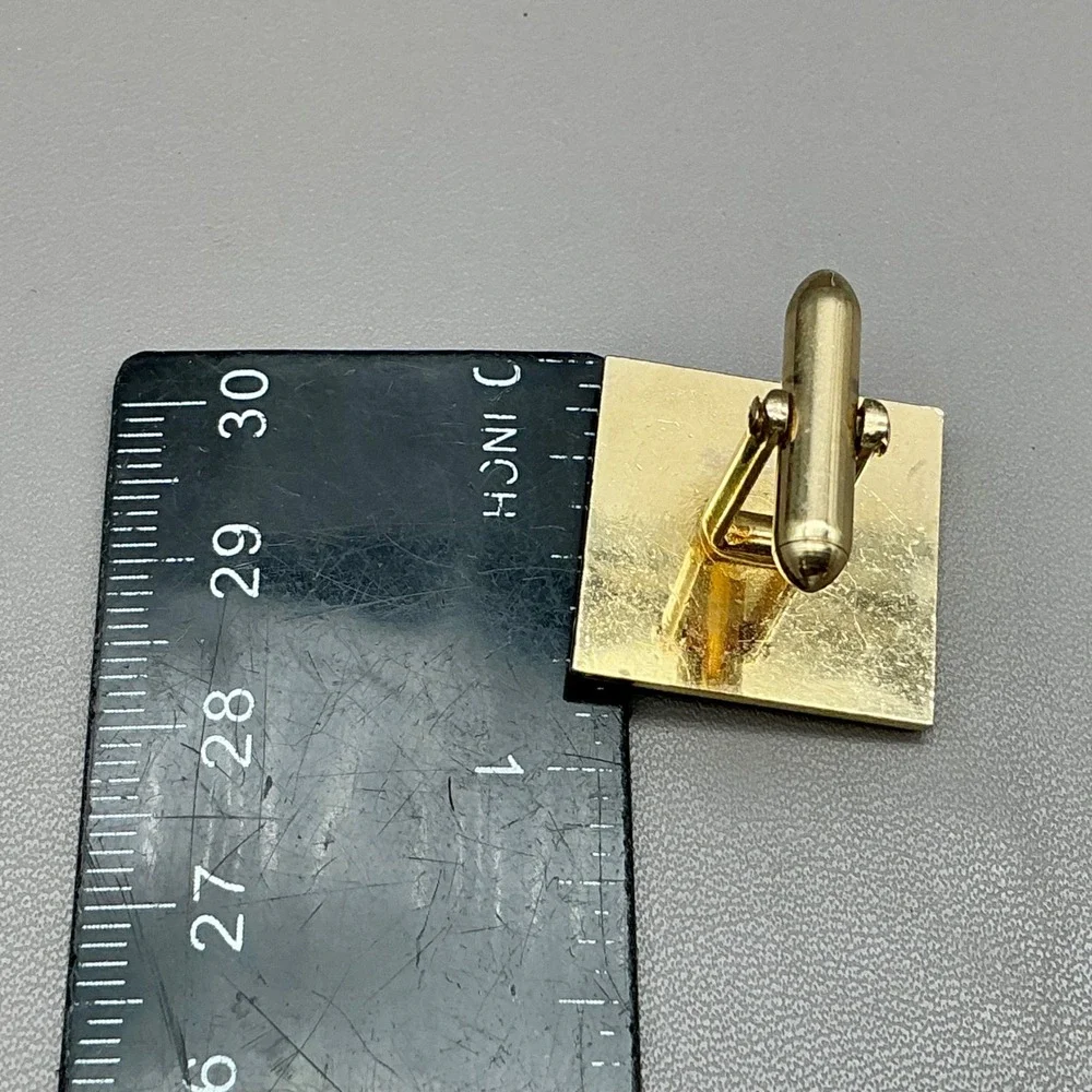 Swank Gold Tone Cufflinks Tie Clip Set AB Rhinestone Mid Century Men's Vintage